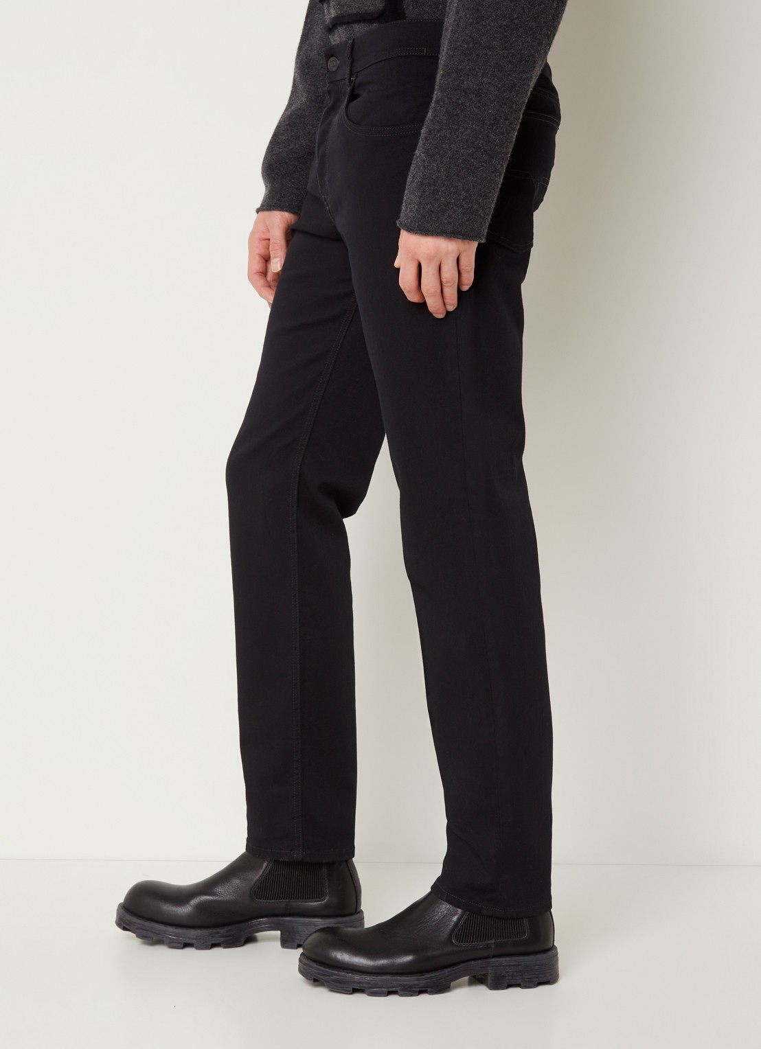 Diesel Finitive straight leg jeans met donkere wassing  - detail 5 zwart
