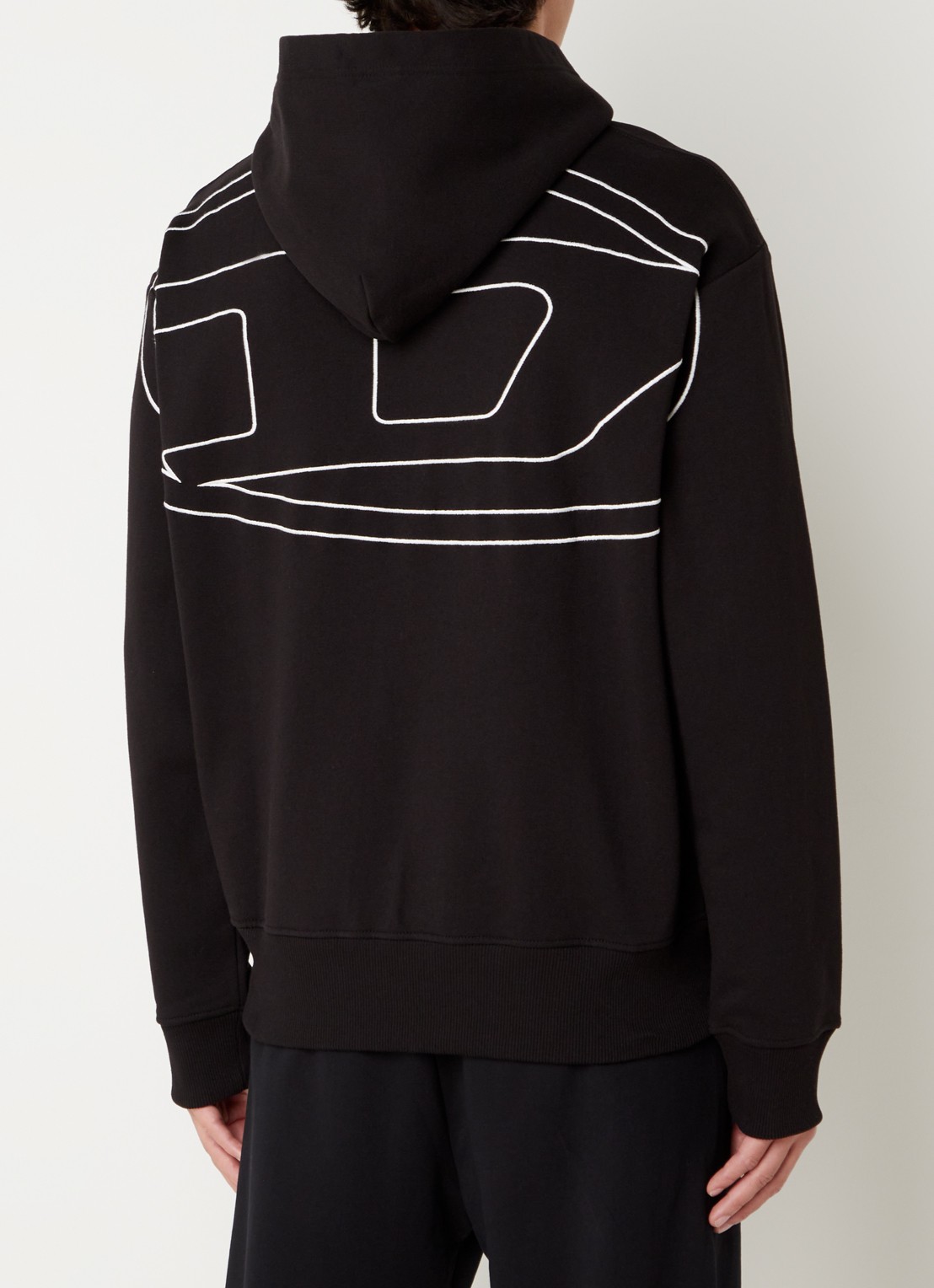 Diesel Hoodie met backprint en logoborduring  - detail 4 zwart