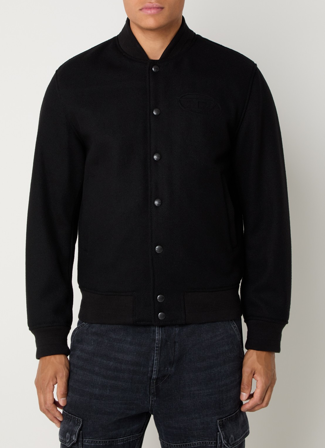 Diesel J-Arry baseball jack in wolblend - detail 4 zwart