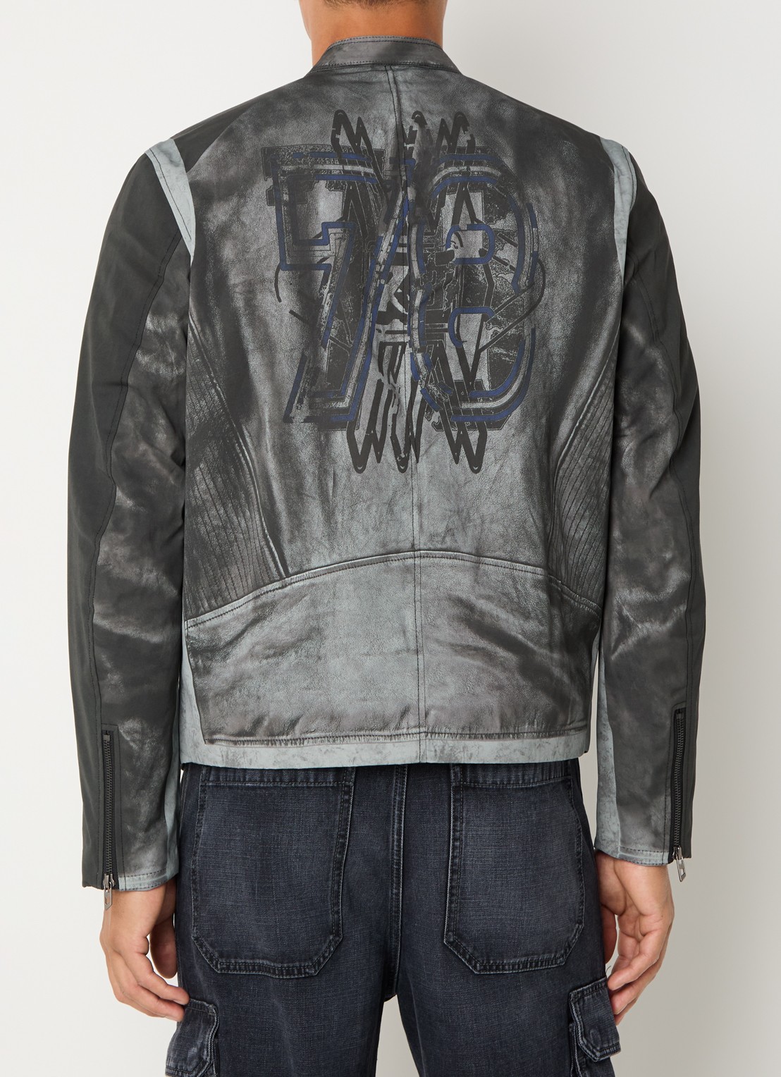 Diesel J-Evert jack met print en ritszakken - achterkant 4 donkergroen