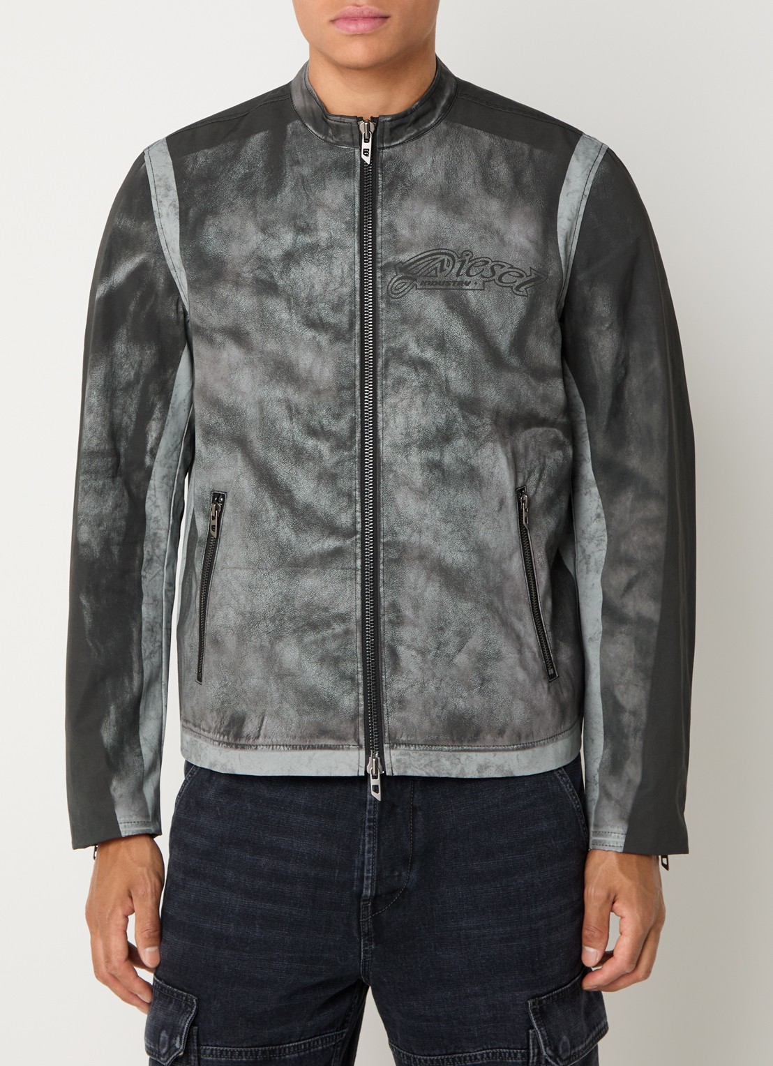 Diesel J-Evert jack met print en ritszakken - detail donkergroen