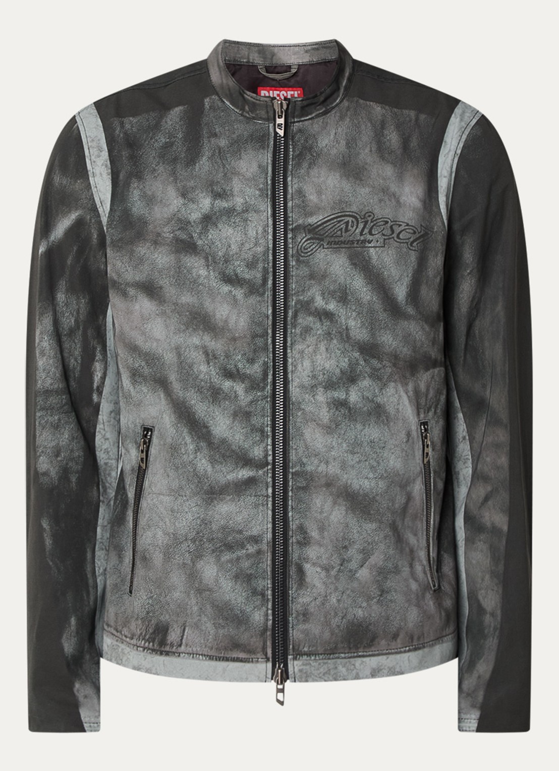 Diesel J-Evert jack met print en ritszakken - voorkant 2 donkergroen