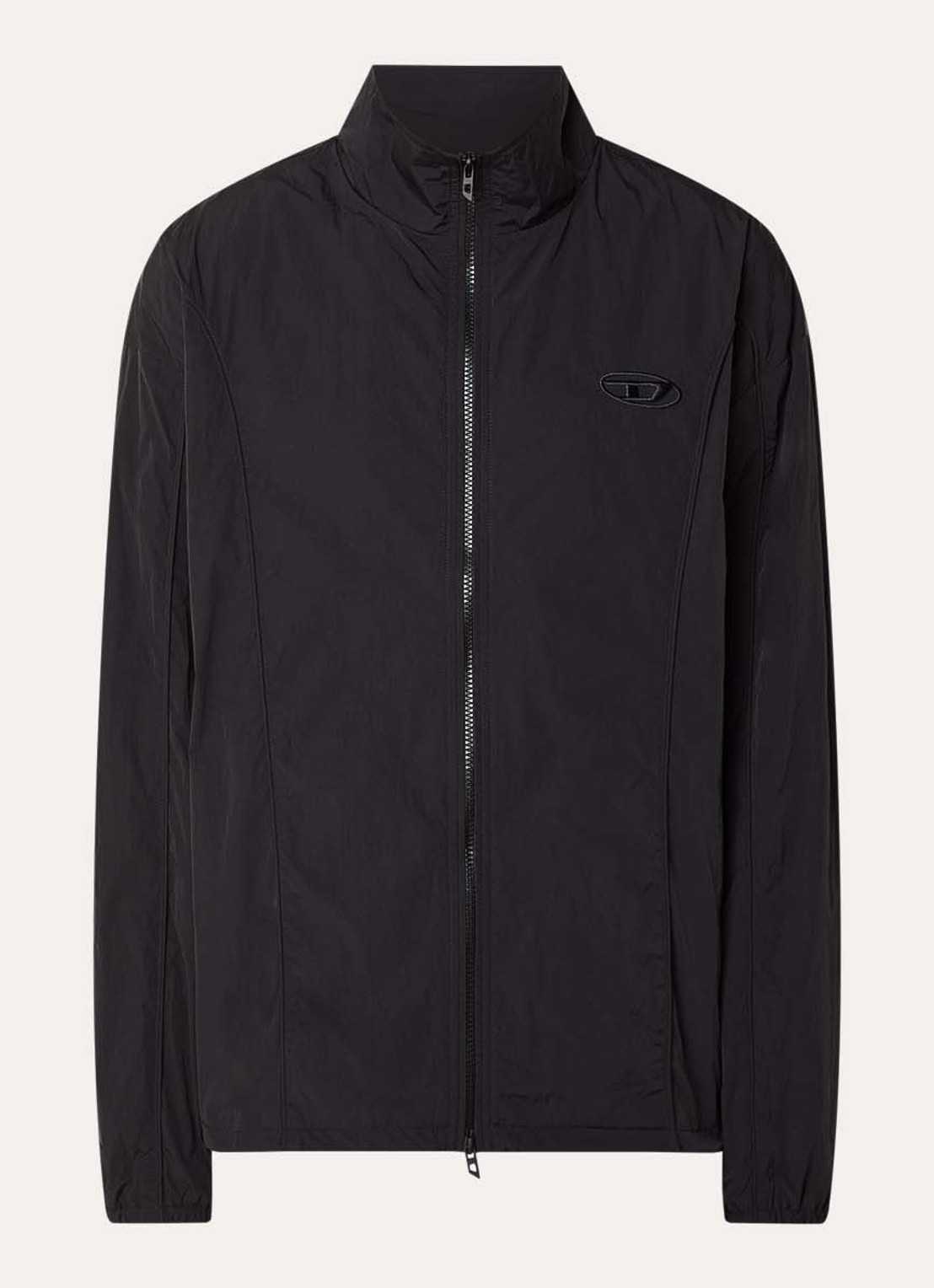 Diesel J-Five-Wrd-Akad jack met logo en steekzakken - voorkant zwart