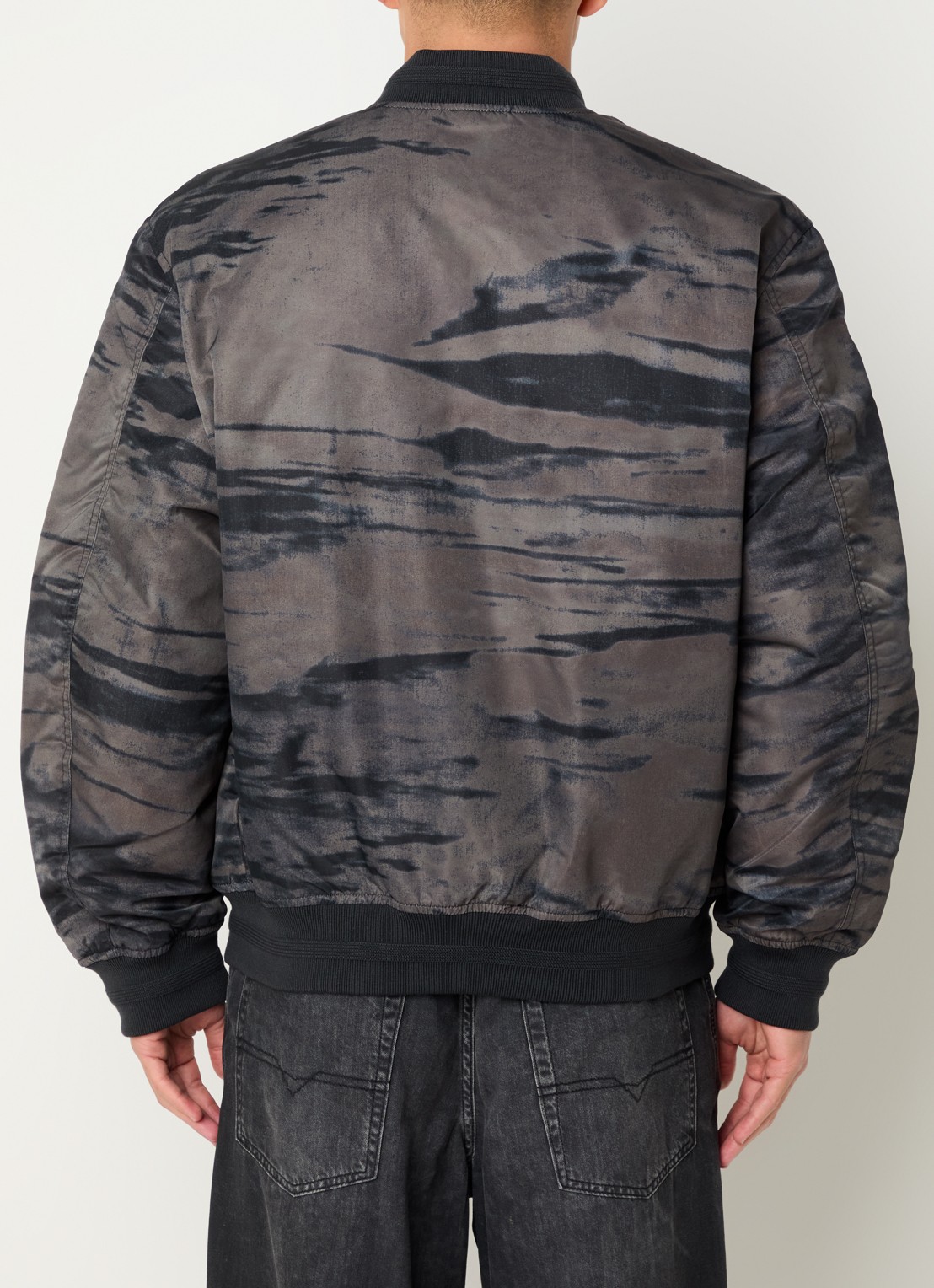 Diesel J-kepes bomberjack met logo - achterkant donkerbruin