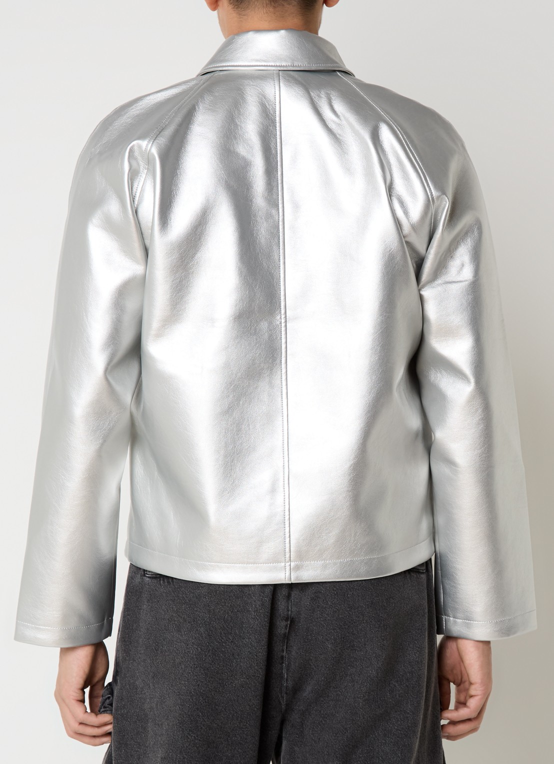 Diesel J-Thome jack met ritszakken en metallic finish - achterkant 5 zilver