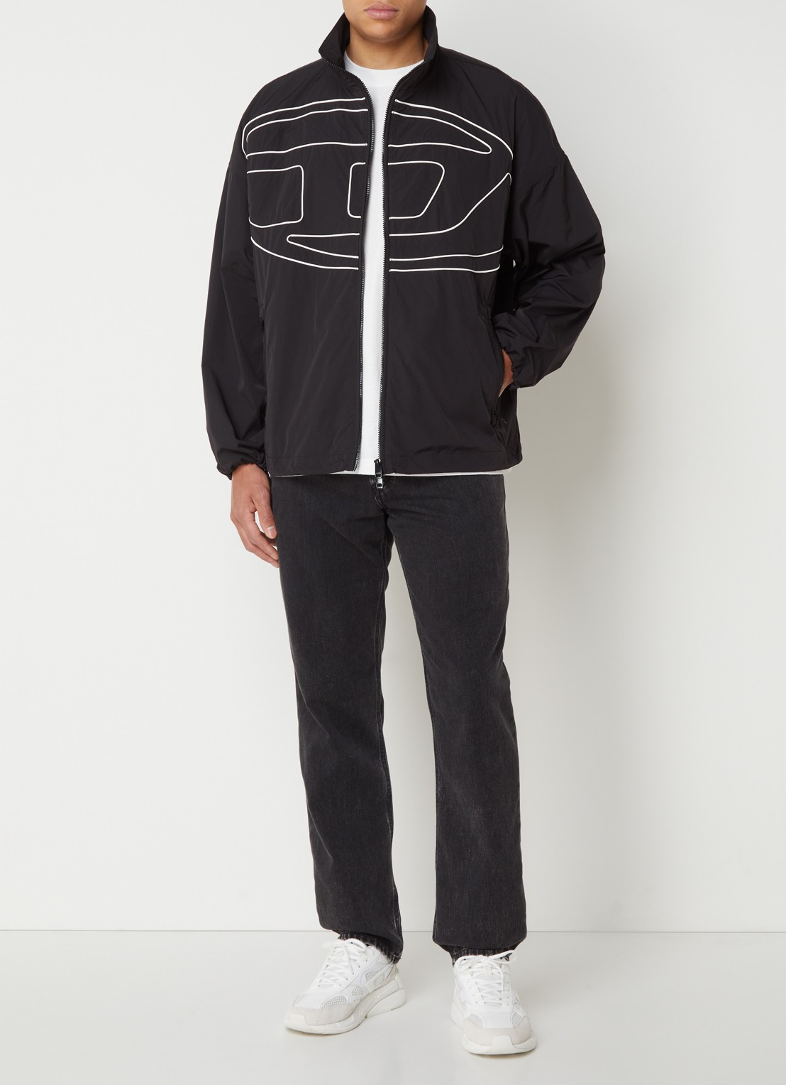 Diesel J-Vatel jack met ritsakken en logo - voorkant 3 zwart