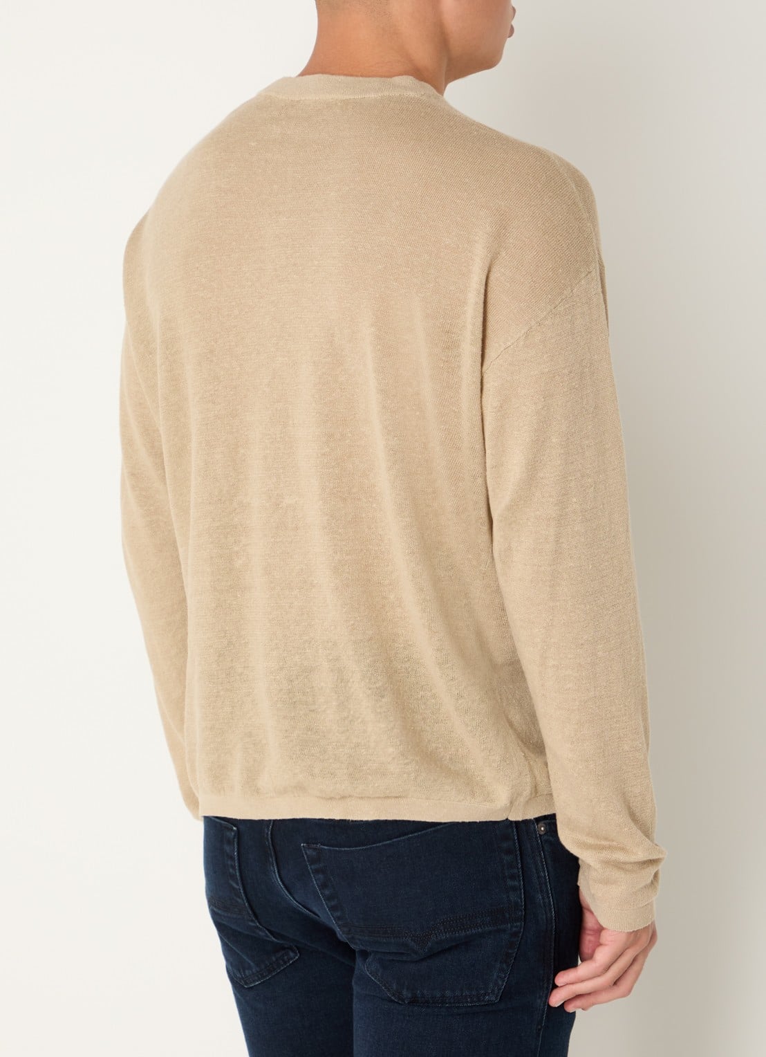 Diesel K-Armins fijngebreide pullover van linnen met print - achterkant beige