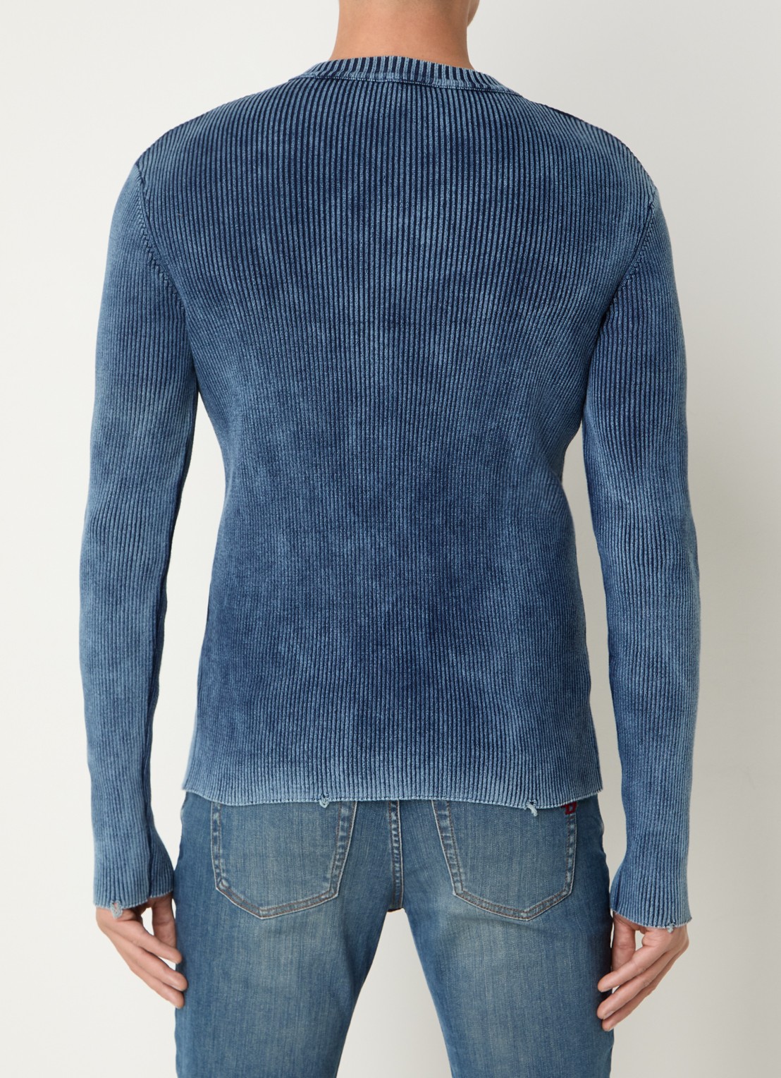 Diesel K-darin ribgebreide pullover met logo - achterkant indigo
