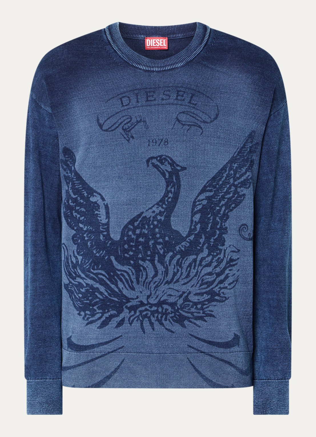 Diesel K-Fenicol fijngebreide pullover met logoprint - voorkant 3 donkerblauw