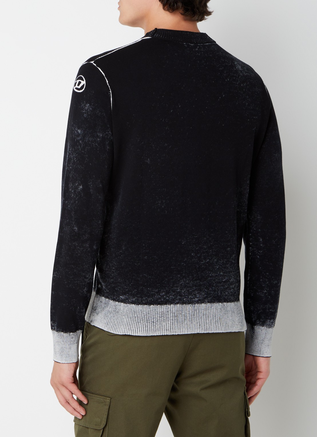 Diesel K-Larence-B fijngebreide pullover met verwassen afwerking - achterkant zwart