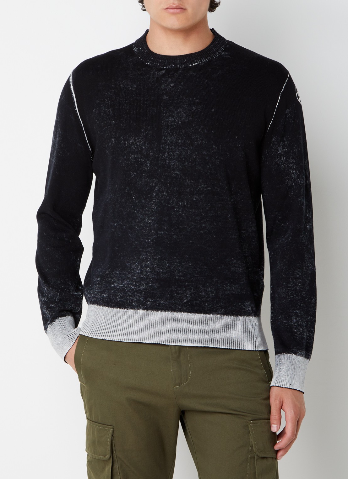 Diesel K-Larence-B fijngebreide pullover met verwassen afwerking - detail 2 zwart