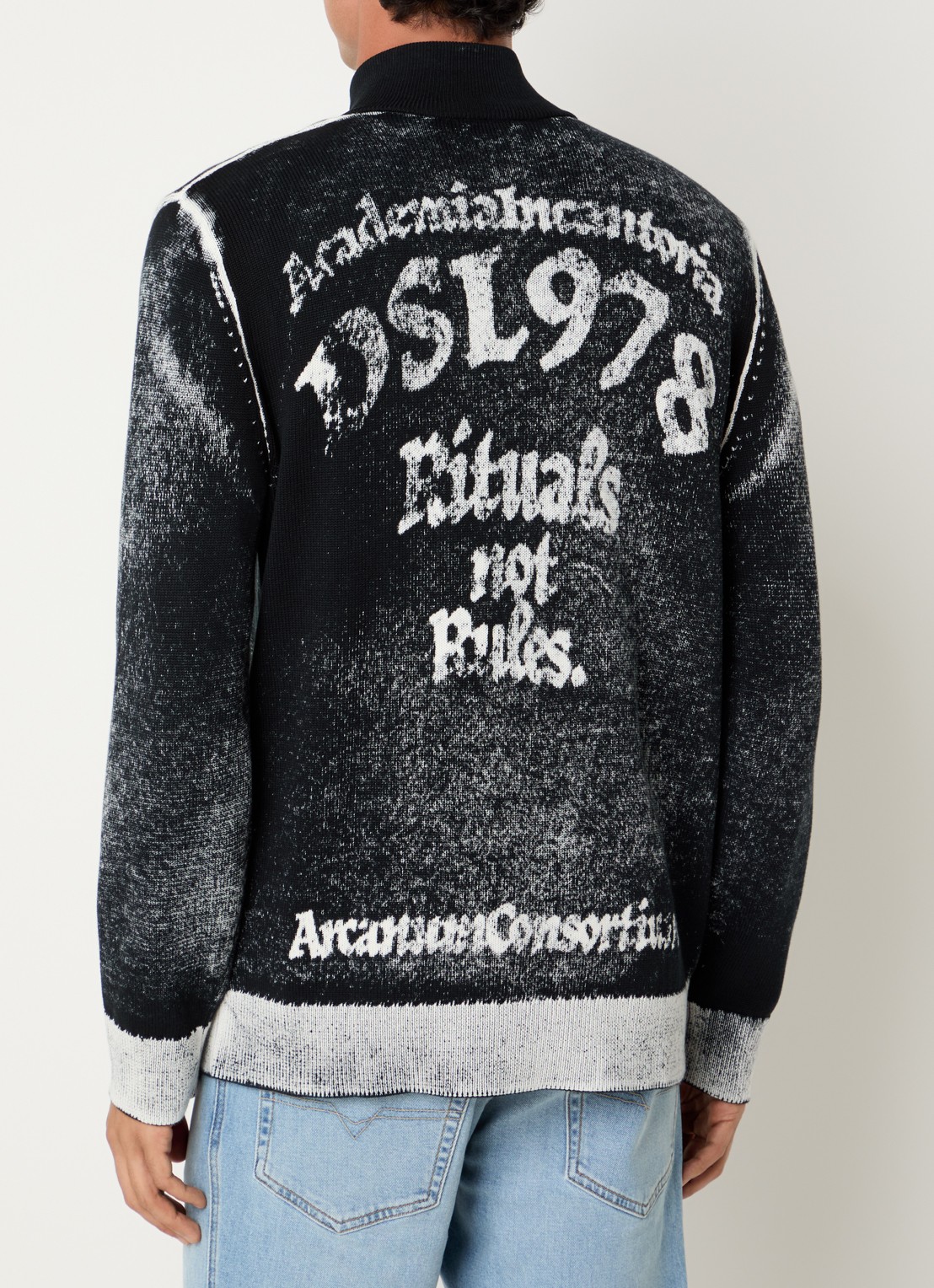 Diesel K-Lauros fijngebreid vest met ingebreide print - achterkant 4 zwart