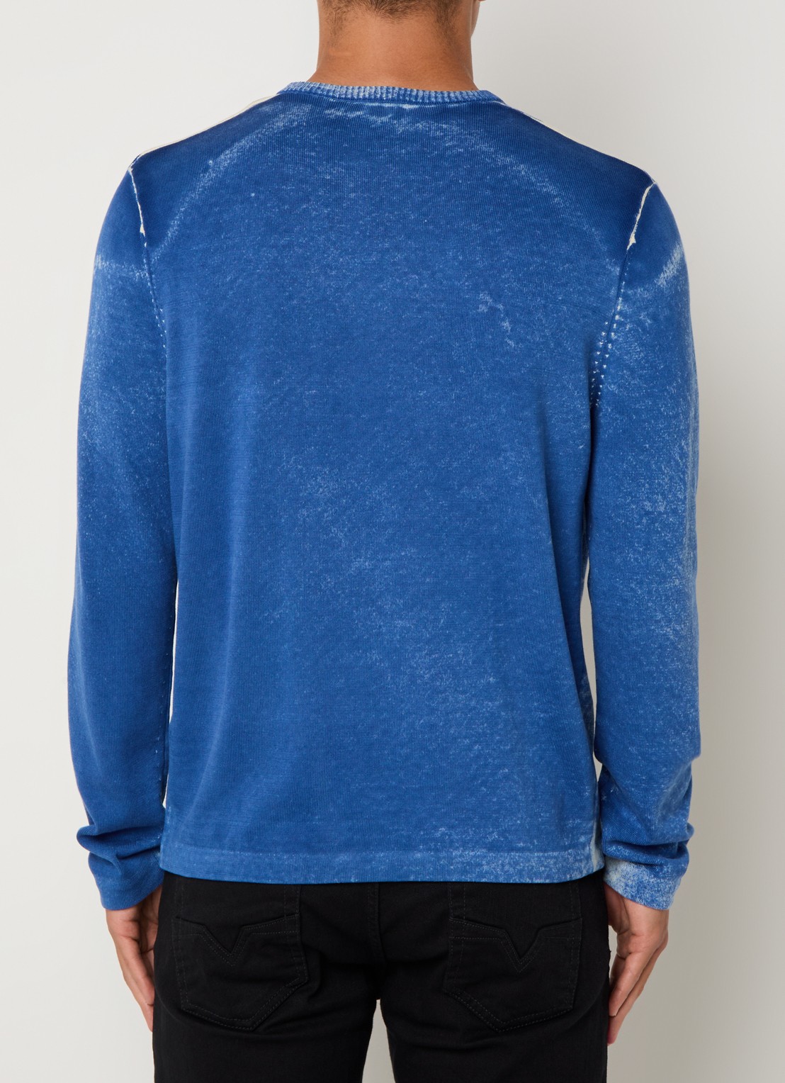 Diesel K-Oliba-V fijngebreide pullover met ingebreide logoprint - achterkant 3 blauw