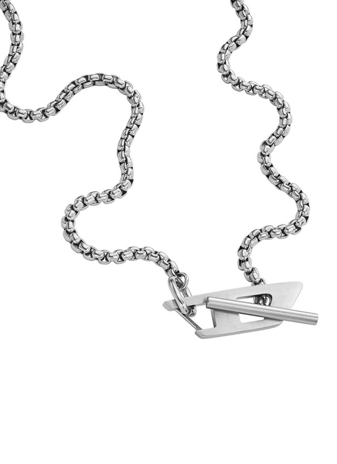 Diesel Ketting met logo DX1477040 - voorkant 2 zilver