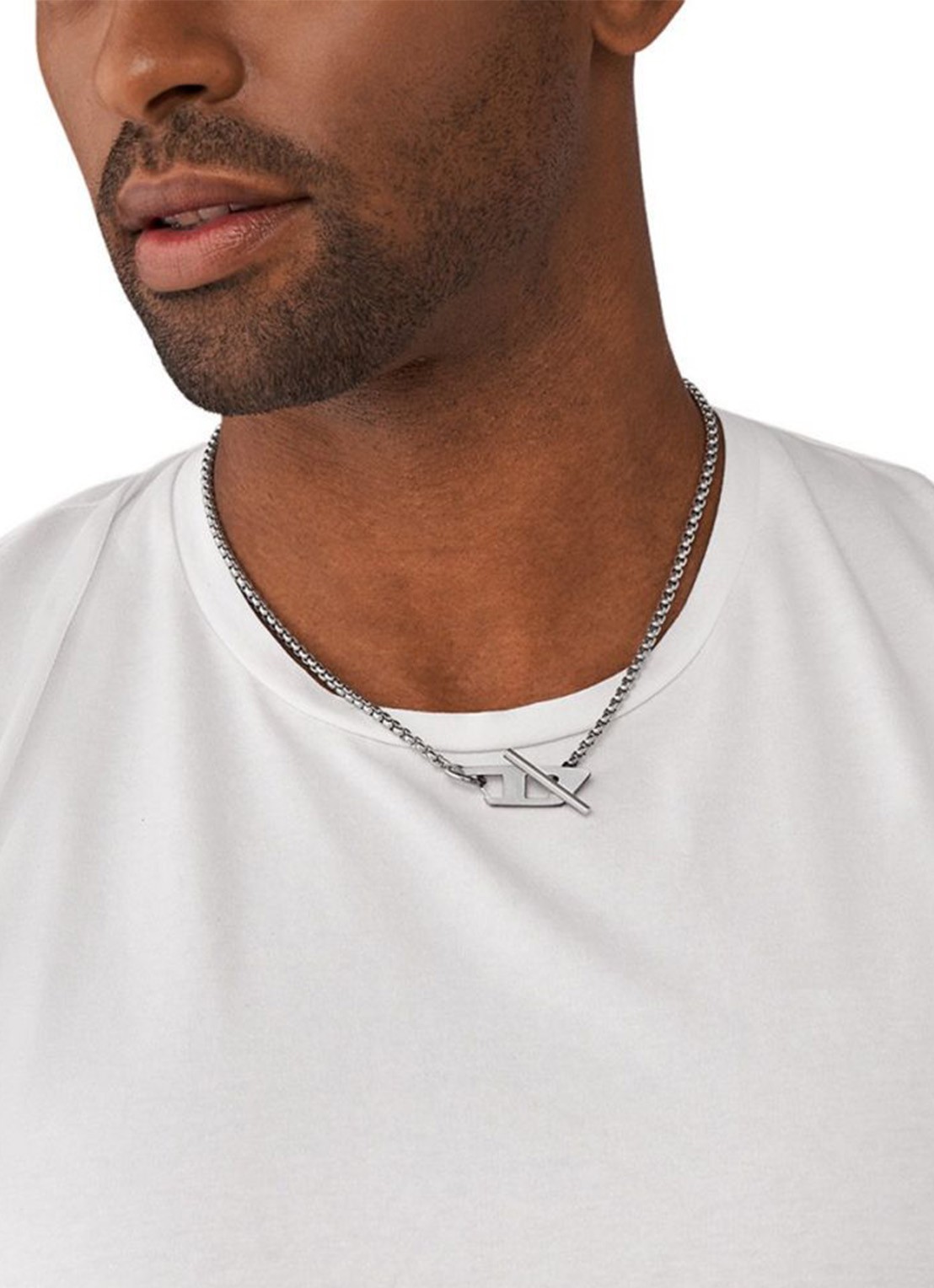 Diesel Ketting met logo DX1477040 - voorkant 3 zilver