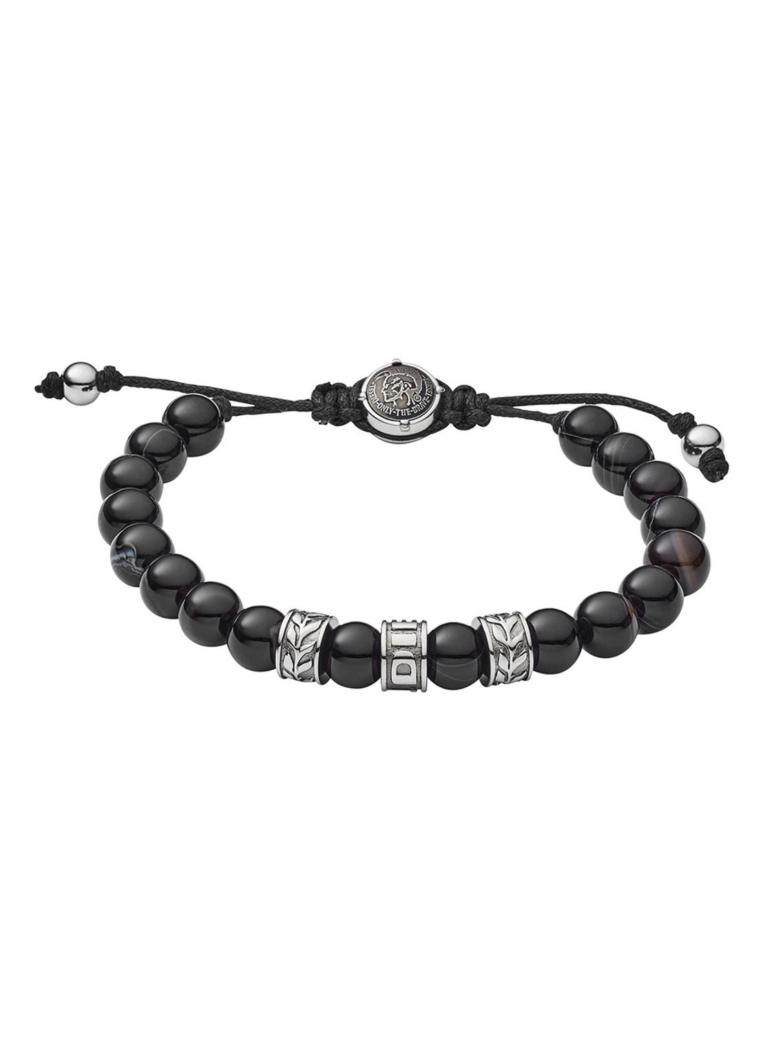 Diesel Kralenarmband met halfedelsteen DX1101040 - voorkant zwart