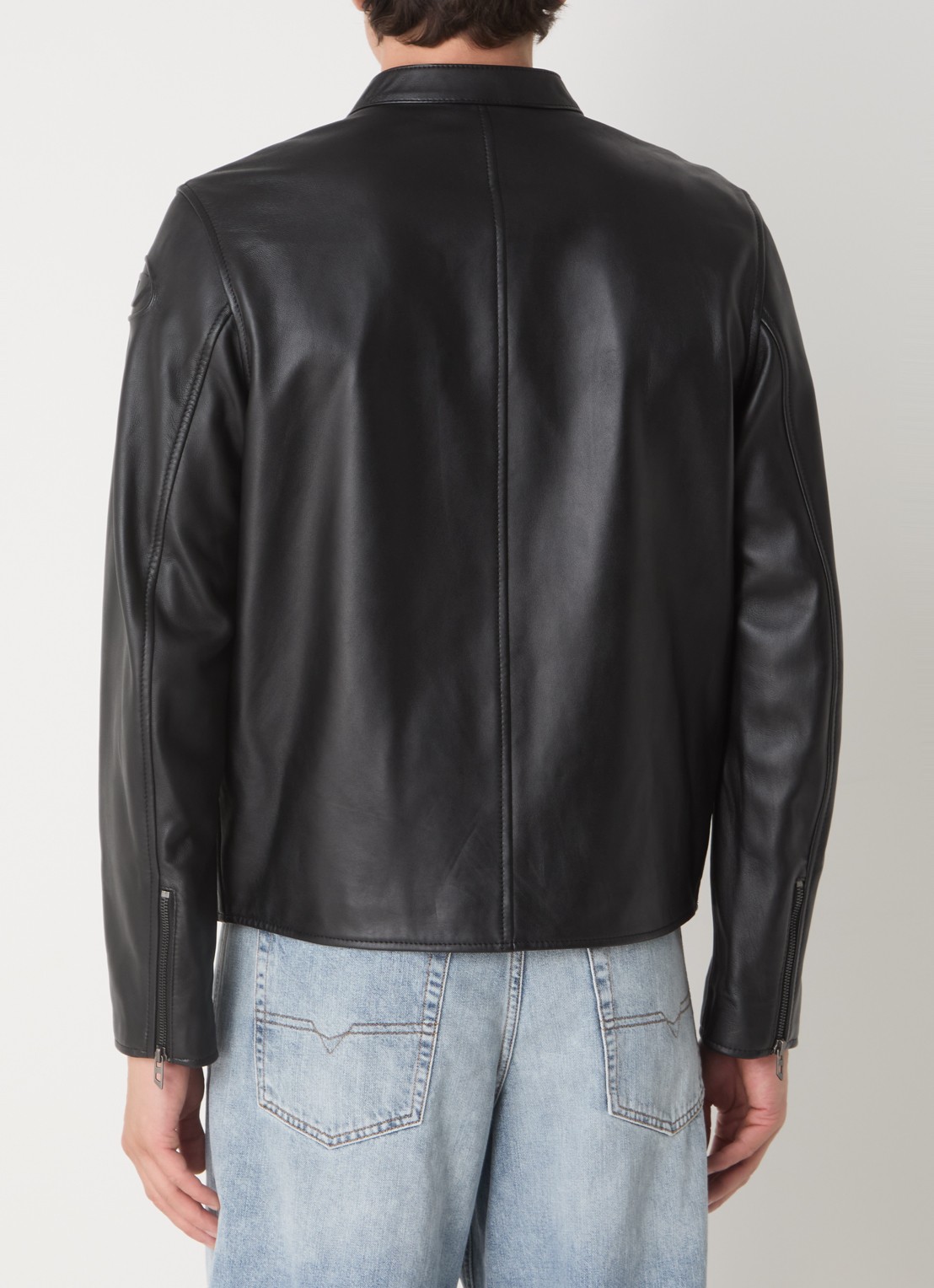 Diesel L-CARVER jack van schapenleer met logo - achterkant 4 zwart