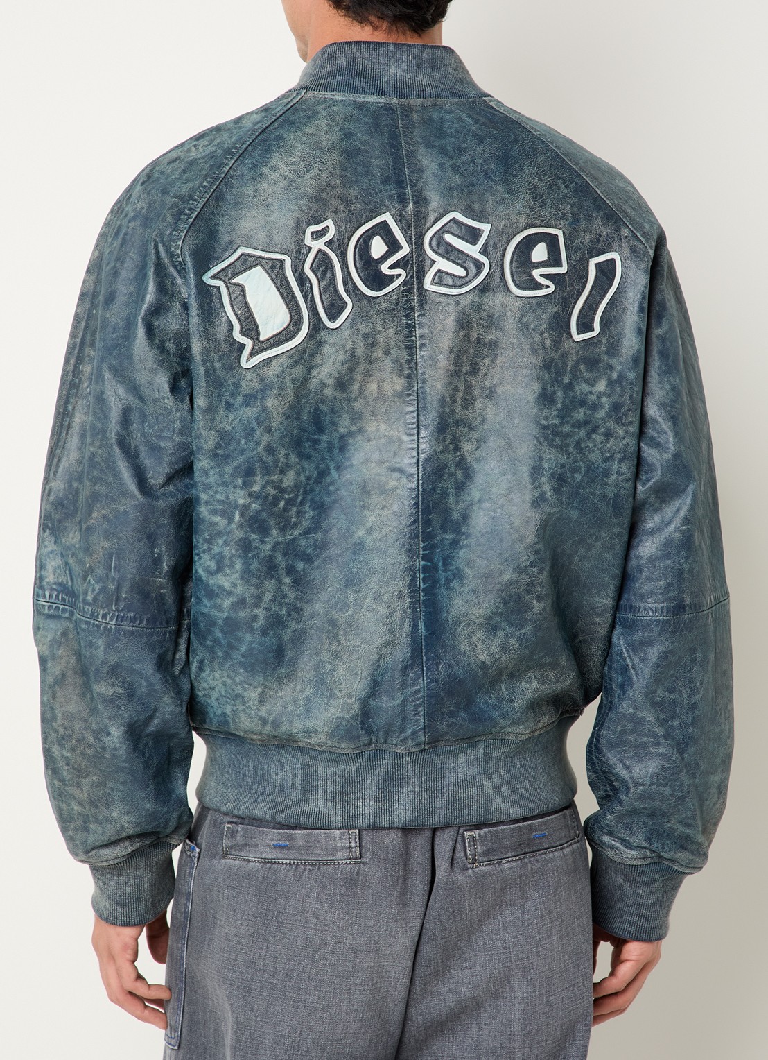 Diesel L-Cobb bomberjack van schapenleer met steekzakken - detail donkerblauw