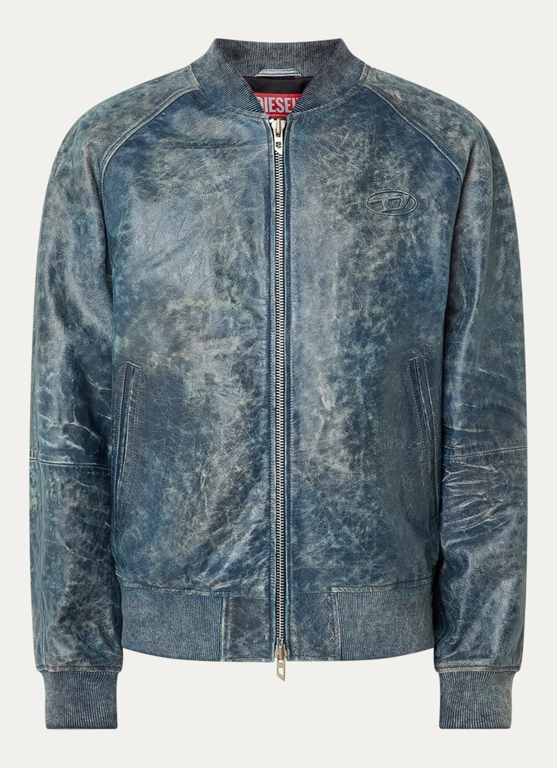 Diesel L-Cobb bomberjack van schapenleer met steekzakken - voorkant 3 donkerblauw