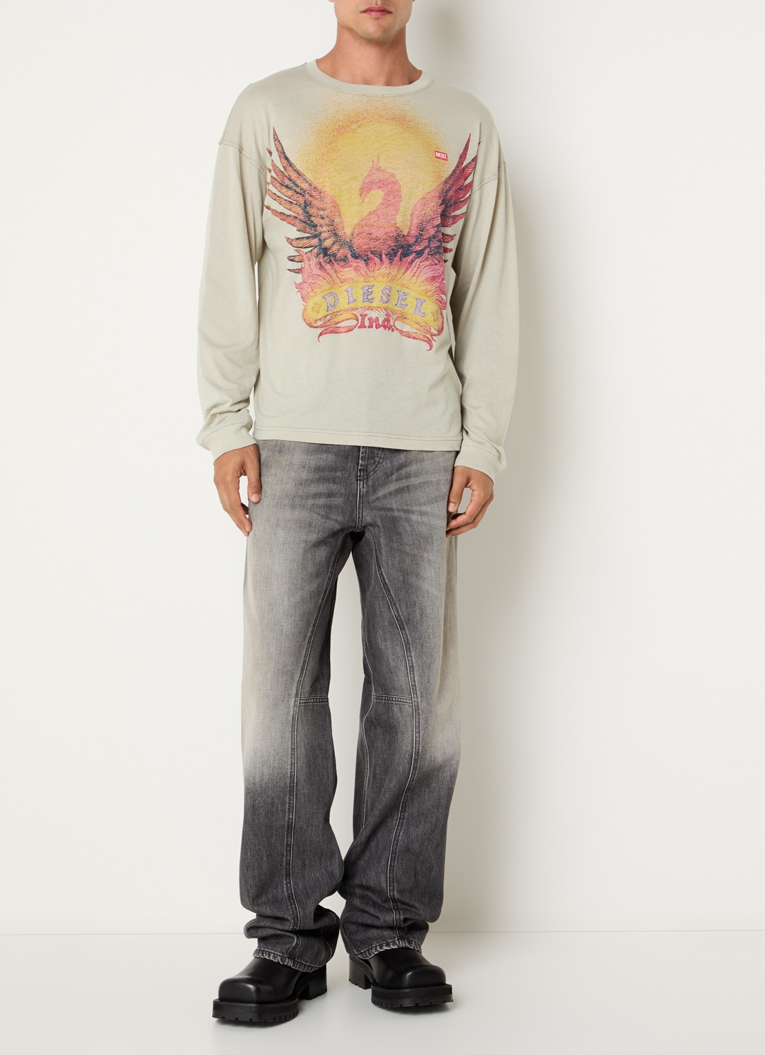 Diesel Longsleeve met print - voorkant 3 lindegroen