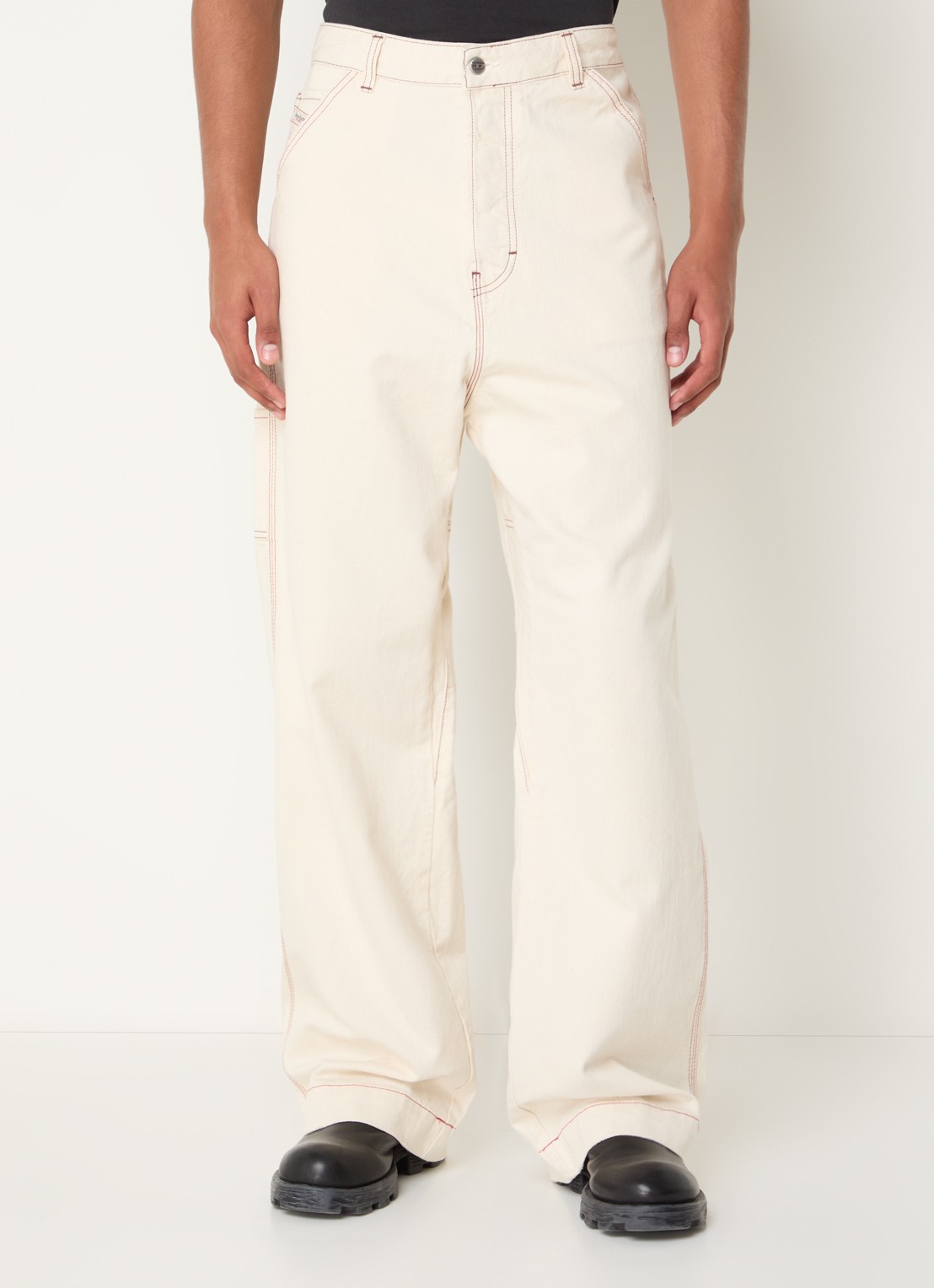 Diesel Loose fit jeans met lichte wassing - detail creme