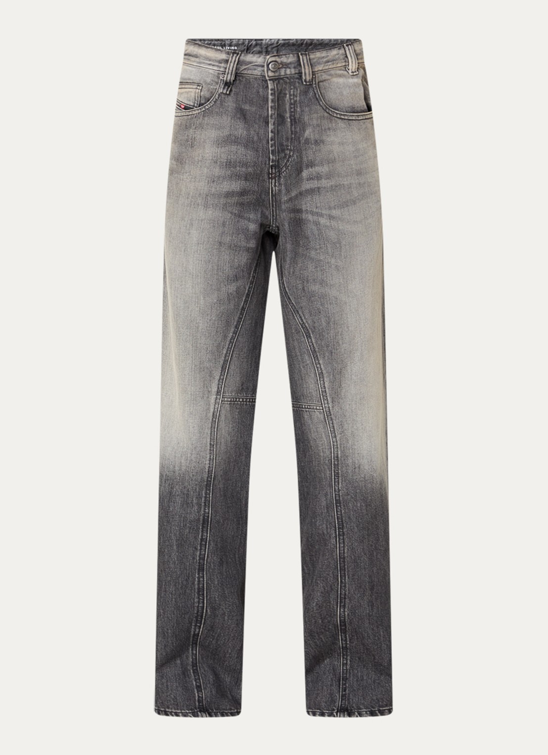 Diesel Loose fit jeans met siernaad en verwassen afwerking - voorkant 4 donkergrijs