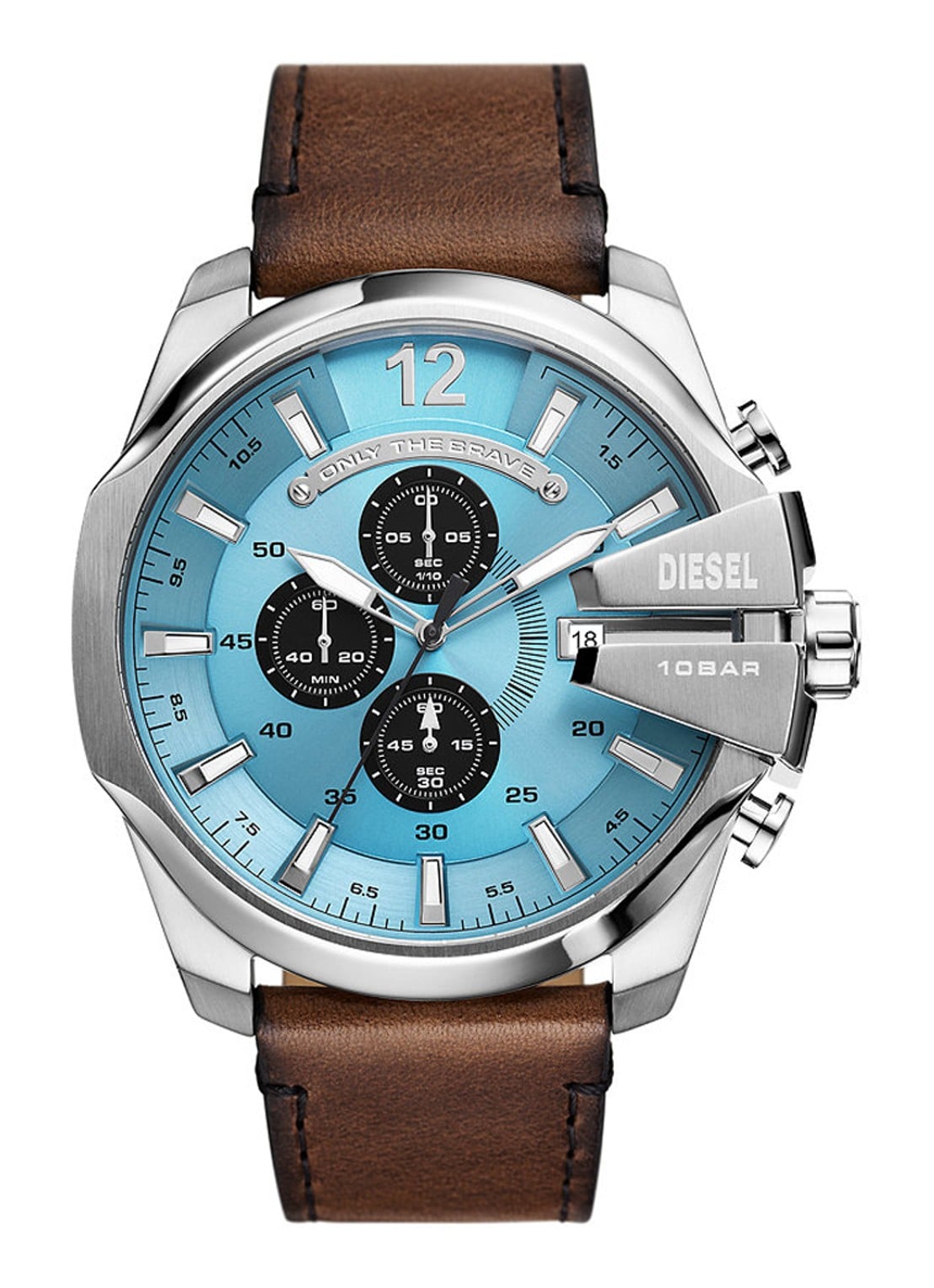 Diesel Mega Chief horloge DZ4657 - voorkant zilver