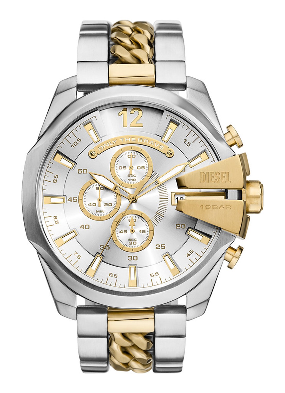 Diesel Mega Chief horloge DZ4672 - voorkant 4 zilver