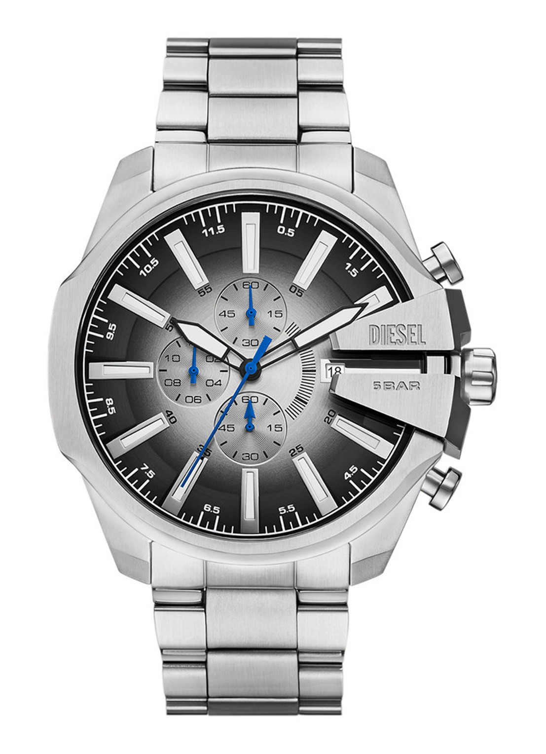 Diesel Mega Chief Slim horloge DZ4686 - voorkant 4 zilver