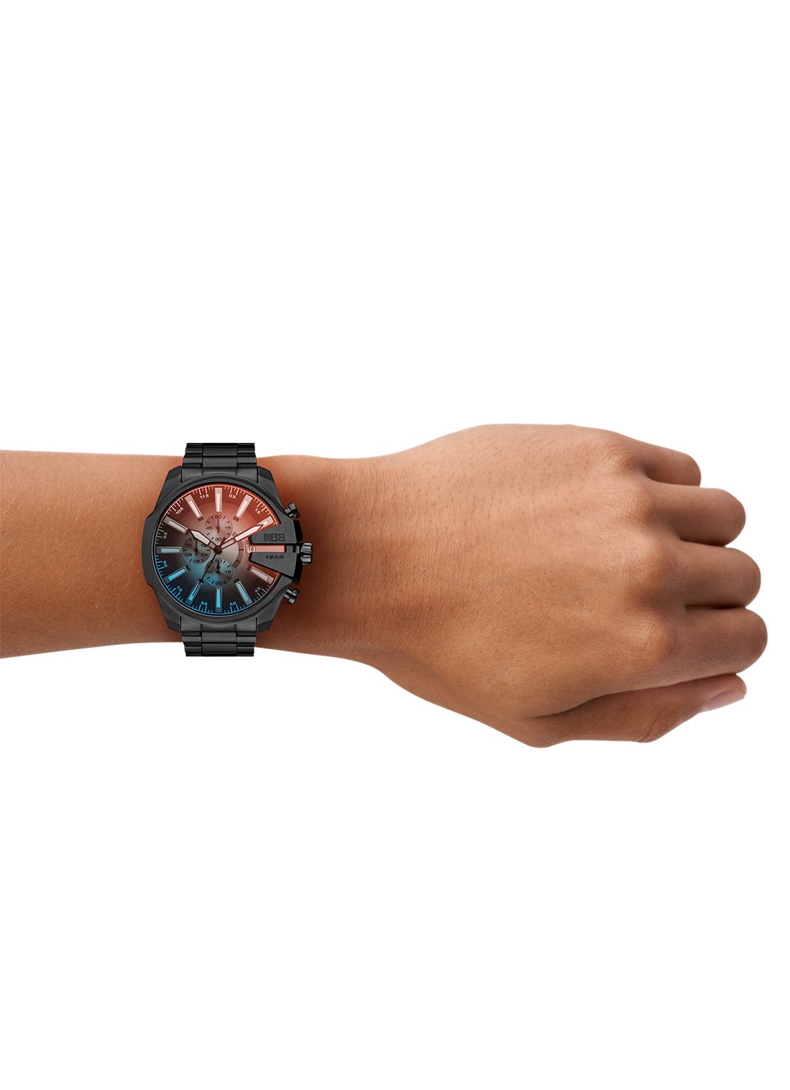 Diesel Mega Chief Slim Horloge DZ4689 - detail 3 zwart