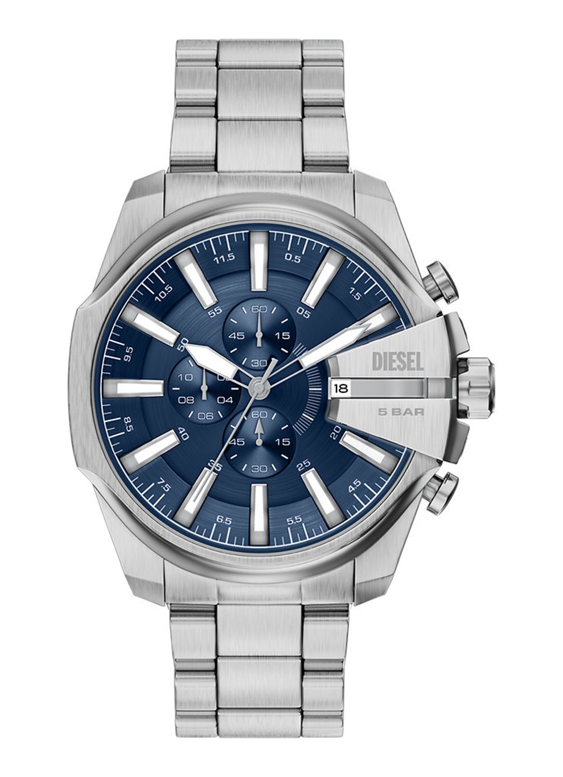 Diesel Mega Chief Slim horloge DZ4721 - voorkant 6 zilver