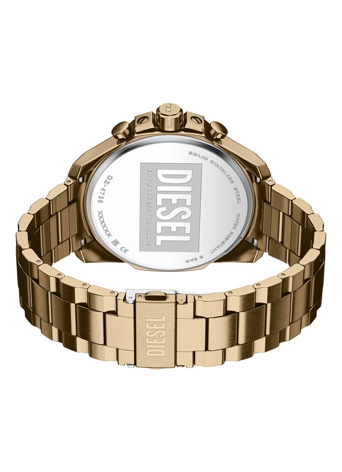 Diesel Mega Chief Slim horloge DZ4736 - detail 3 goud