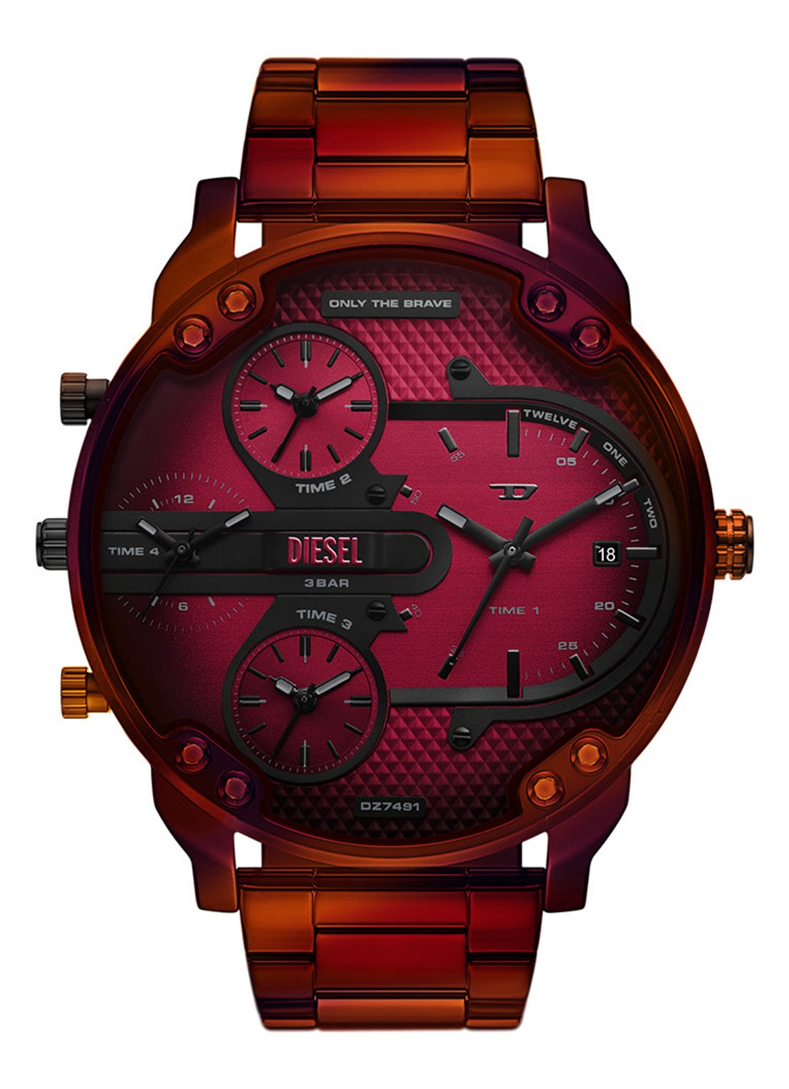 Diesel Mr. Daddy Slim horloge DZ7491 - voorkant rood