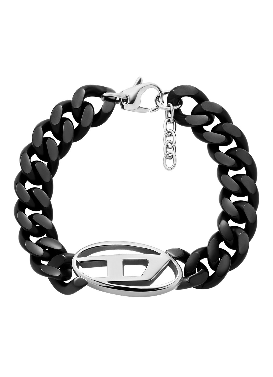 Diesel Oval D armband met logo DX1611931 - voorkant zwart