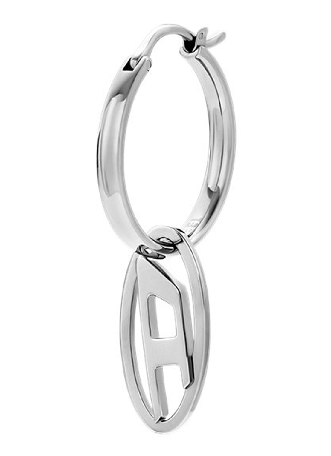 Diesel Oval D enkele oorring met logo DX1601040 - detail zilver