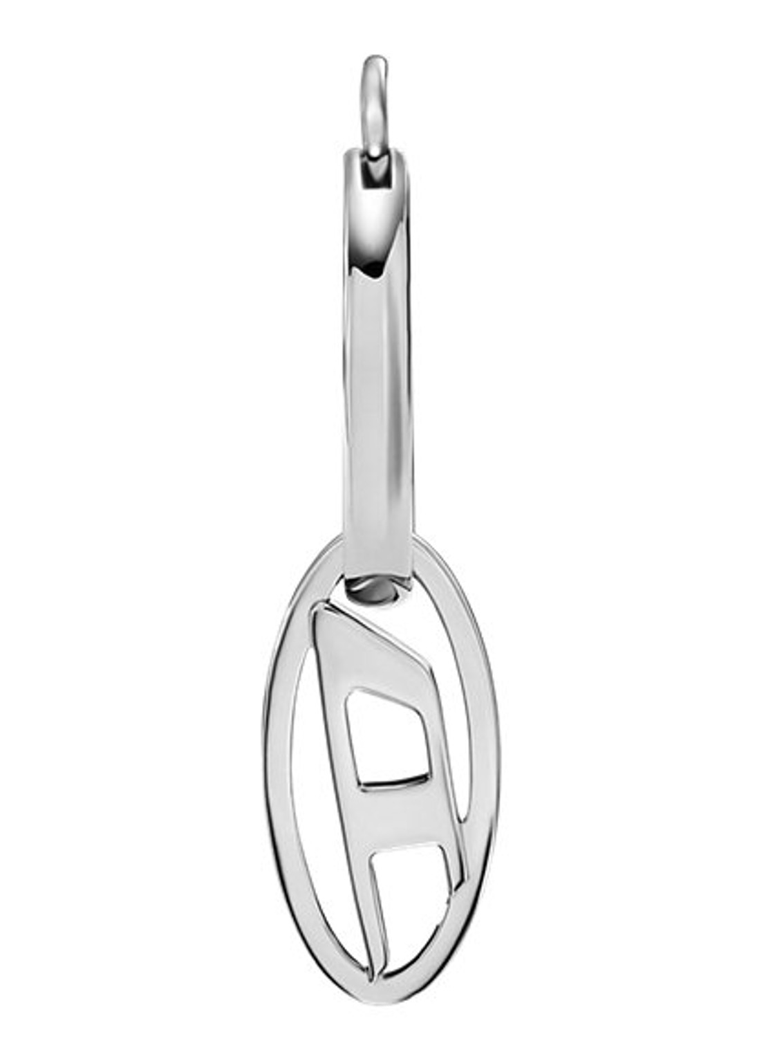 Diesel Oval D enkele oorring met logo DX1601040 - voorkant 3 zilver