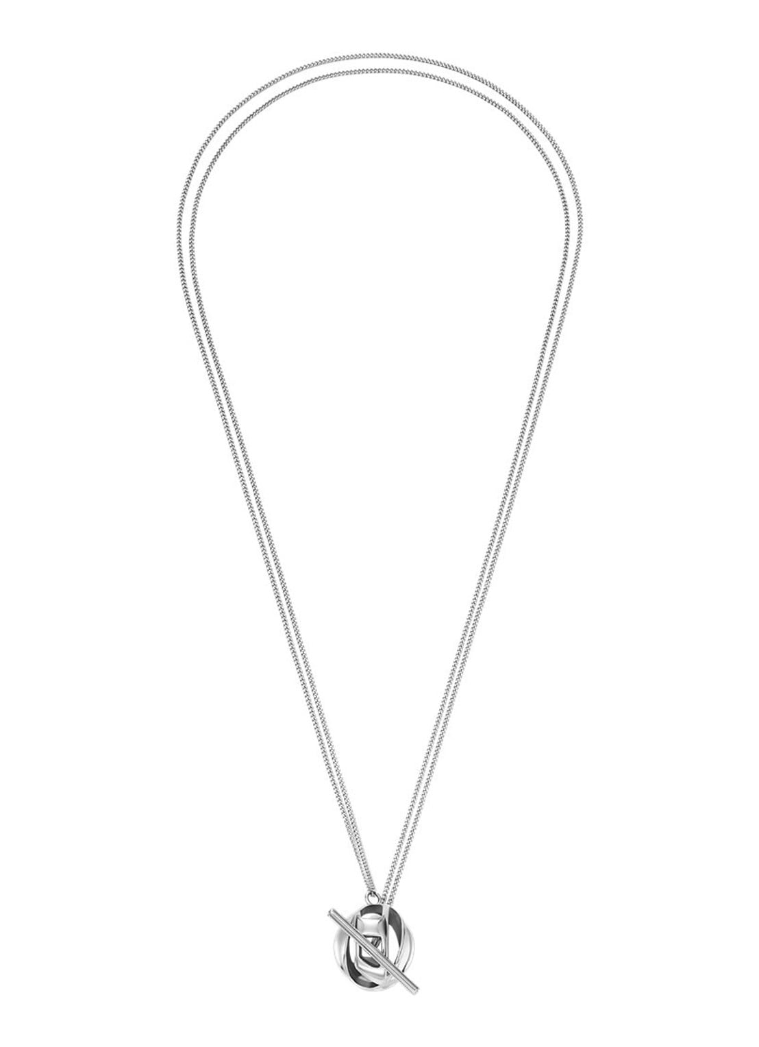 Diesel Oval D ketting DX1716040 - detail zilver
