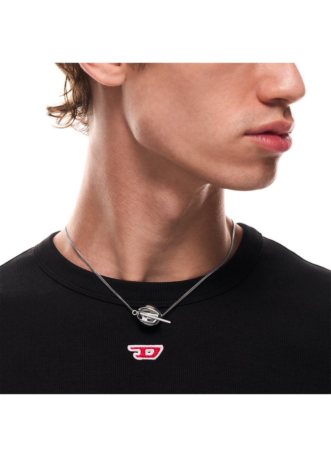 Diesel Oval D ketting DX1716040 - detail 3 zilver