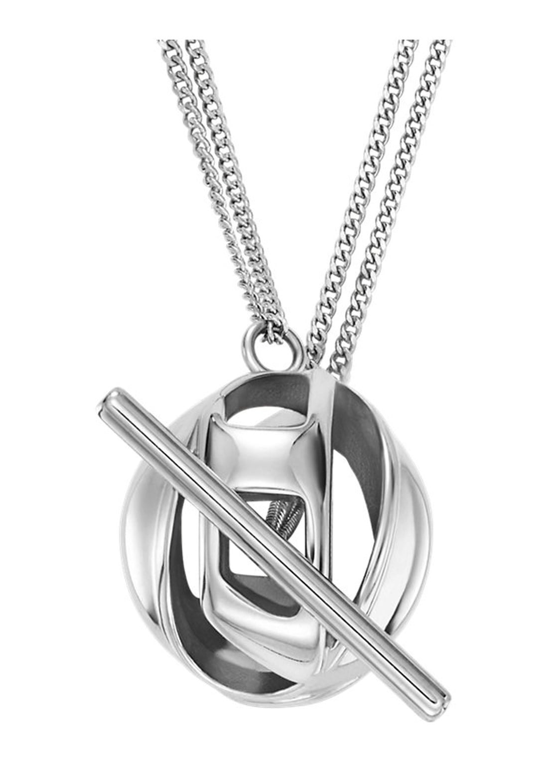 Diesel Oval D ketting DX1716040 - voorkant 4 zilver
