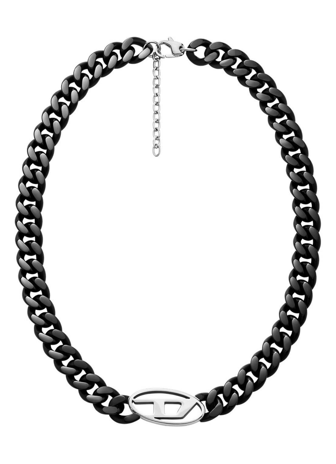 Diesel Oval D ketting met logo DX1610931 - detail 3 zwart