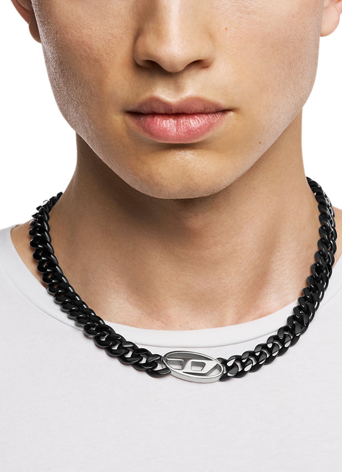 Diesel Oval D ketting met logo DX1610931 - detail 4 zwart