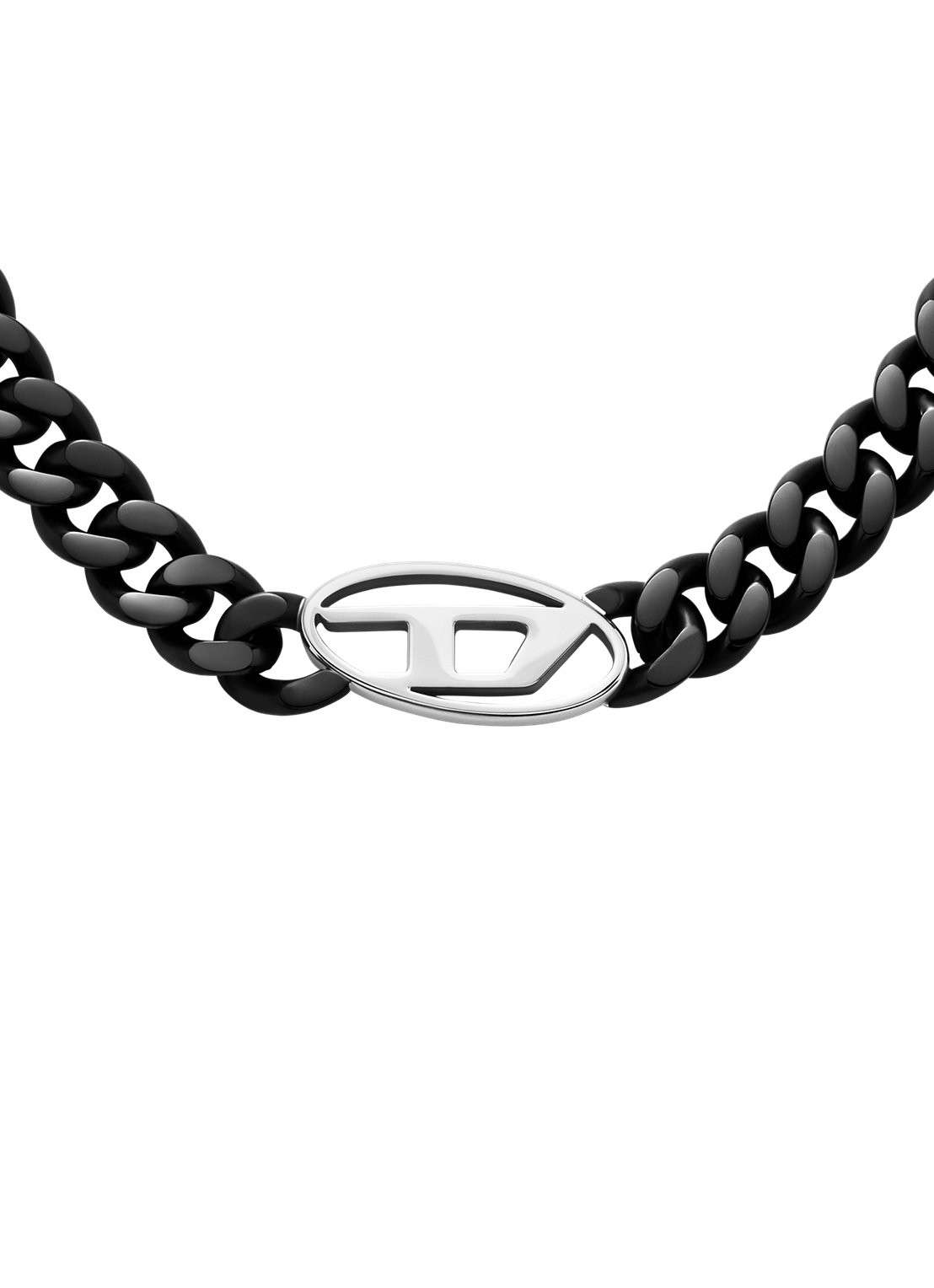 Diesel Oval D ketting met logo DX1610931 - voorkant zwart