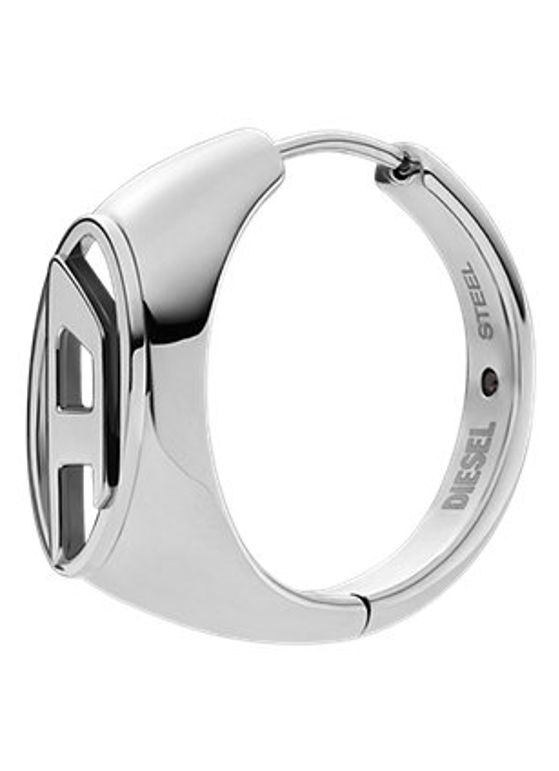 Diesel Oval D Logo enkele oorring DX1642040 - detail zilver