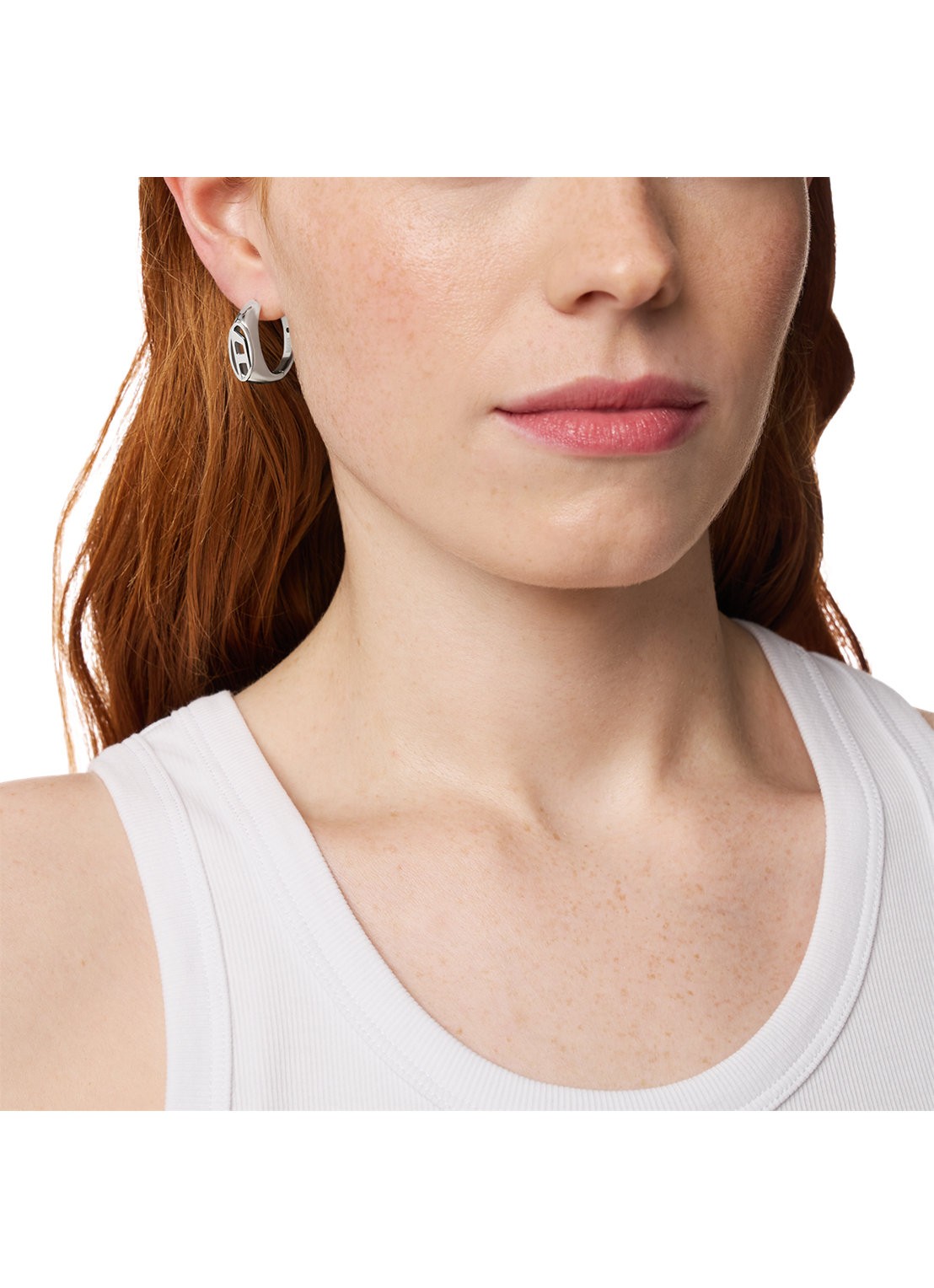 Diesel Oval D Logo enkele oorring DX1642040 - detail 2 zilver