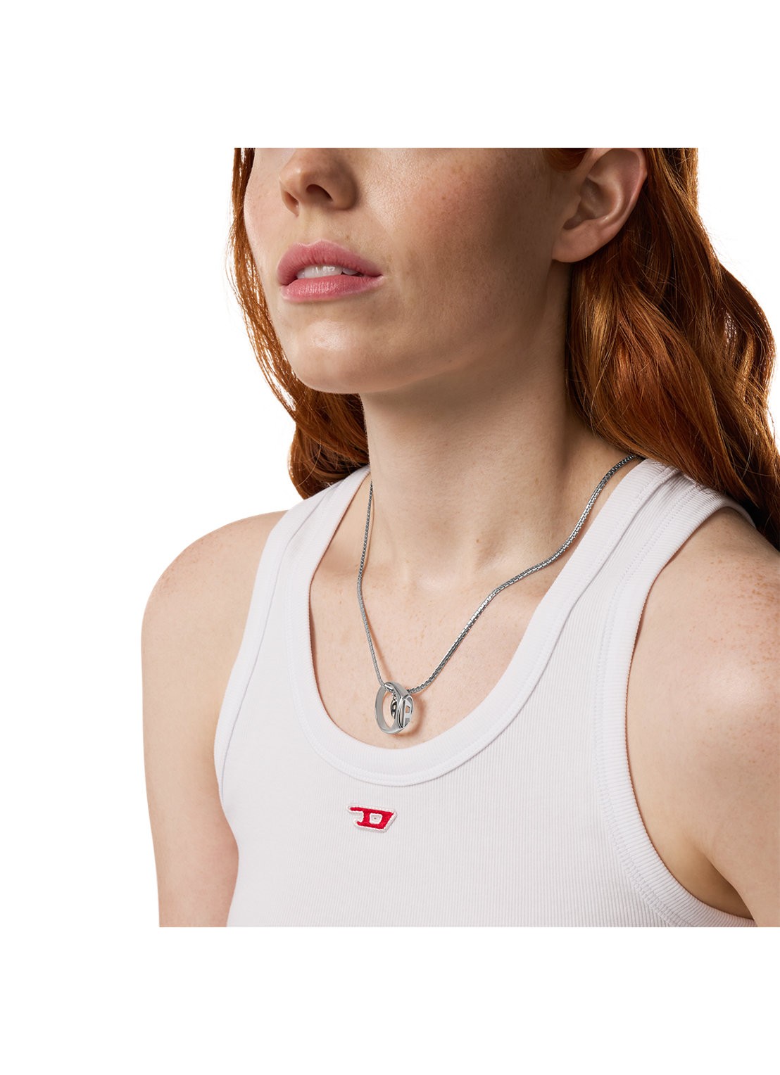 Diesel Oval D Logo ketting DX1644040 - detail 3 zilver