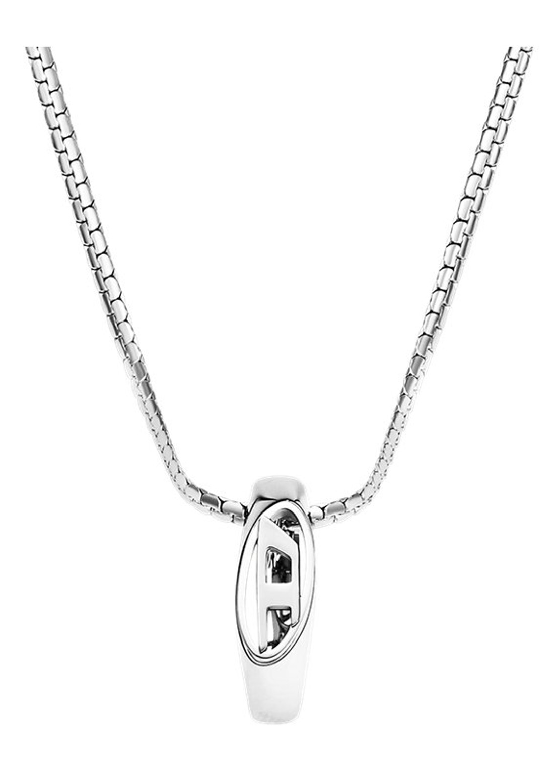 Diesel Oval D Logo ketting DX1644040 - voorkant 5 zilver