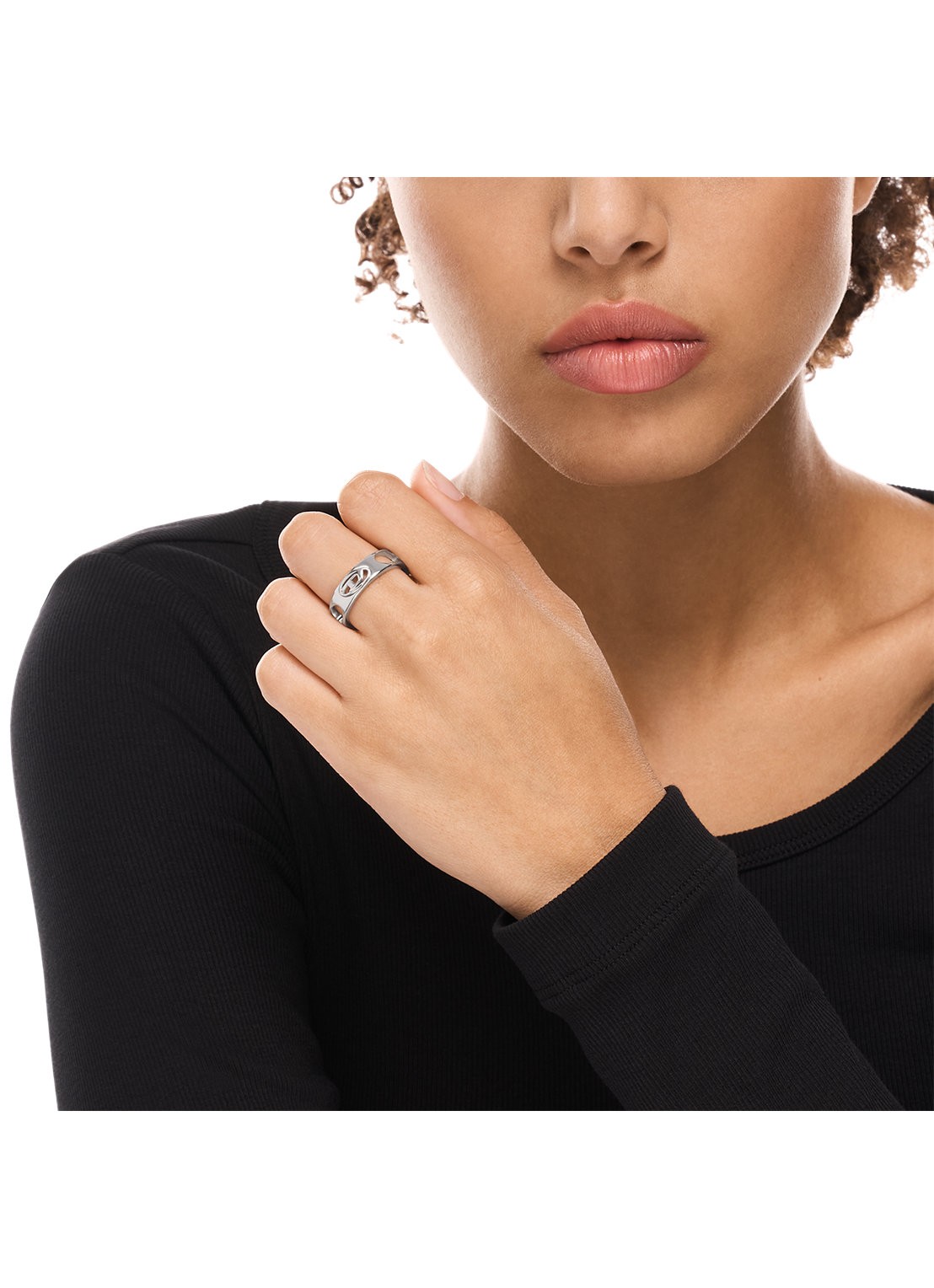 Diesel Oval D Logo ring DX1665040 - detail 3 zilver