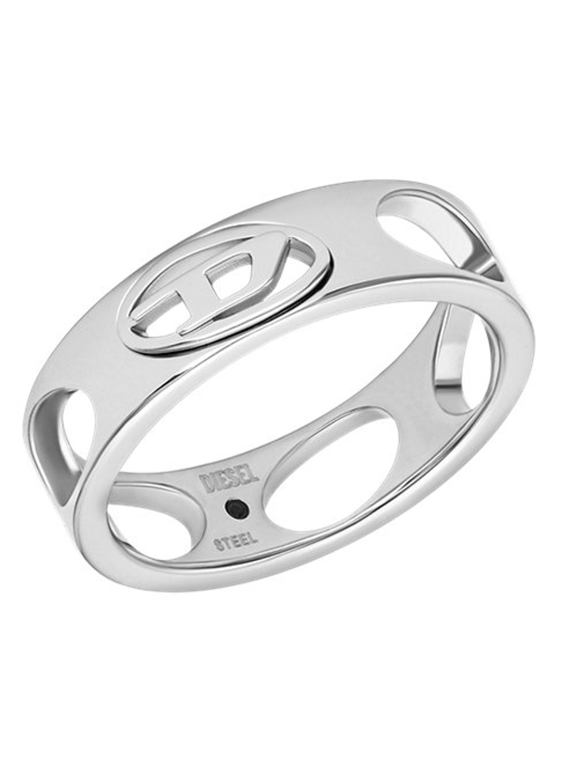 Diesel Oval D Logo ring DX1665040 - voorkant zilver