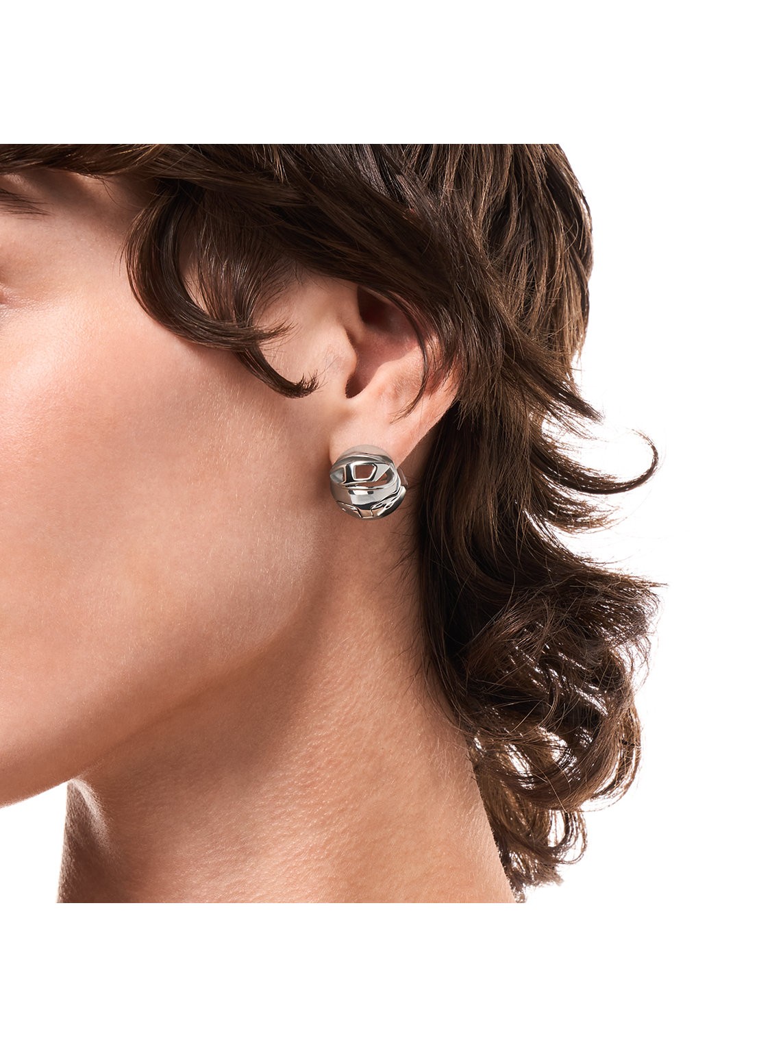 Diesel Oval enkele oorring DDX1718040 - detail 3 zilver
