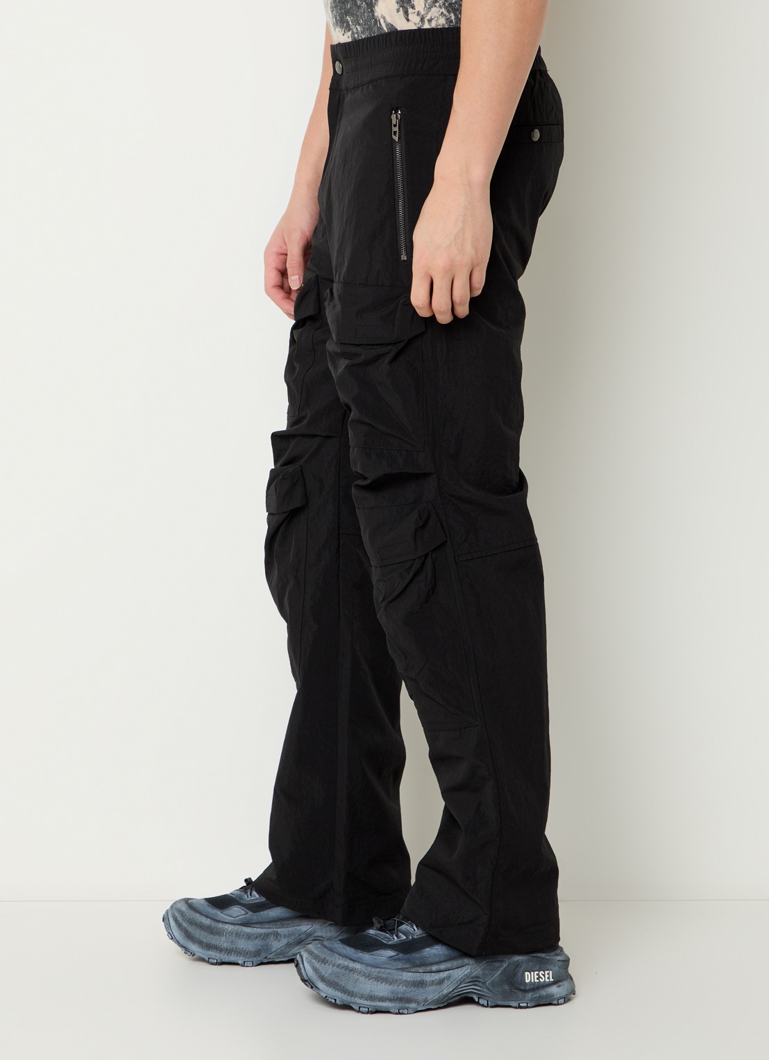 Diesel P-Danzel straight fit cargobroek met klepzakken - detail 5 zwart